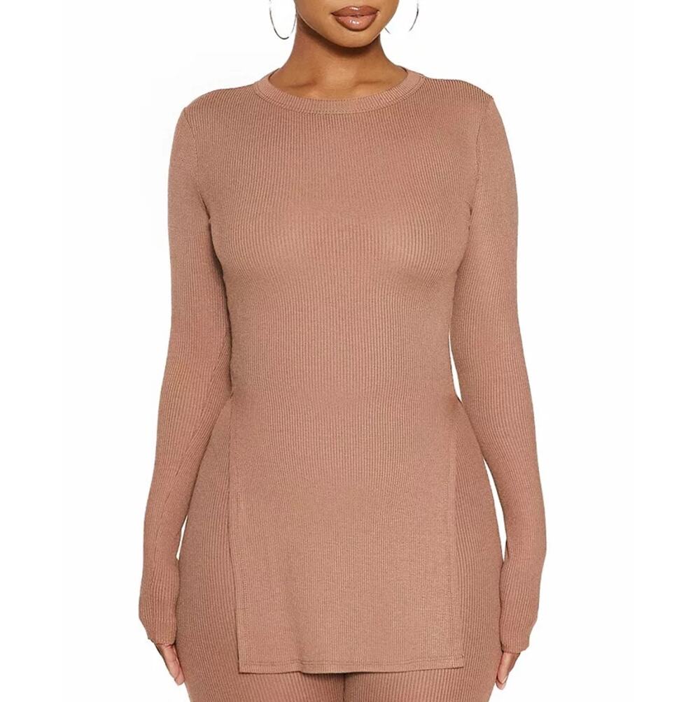 New ~ NAKED WARDROBE ~ Step Hem Crewneck Rib Top Size XS/S